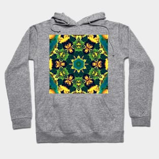 Psychedelic Kaleidoscope Yellow Blue and Green Hoodie